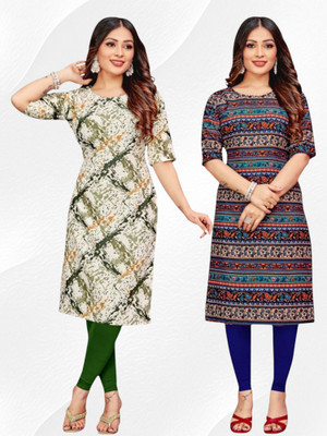 HouseOfCommon Women Embroidered Straight Kurta(White, Multicolor)