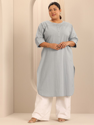 EXTRA LOVE BY LIBAS Women Solid Straight Kurta(Blue)