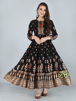 AMN ART Women Printed Anarkali Kurta(Multicolor)