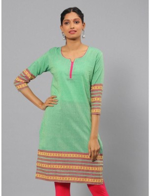 ishitva Women Printed Straight Kurta(Green)