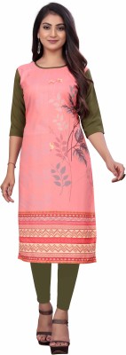 Shubhkari Creation Women Printed Straight Kurta(Pink)