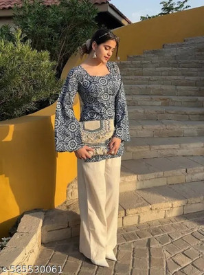 CLOTHI FAB Women Printed, Geometric Print Straight Kurta(Pink)