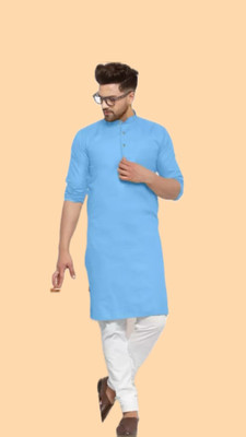 VINAARI Men Solid A-line Kurta(Blue)