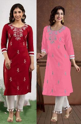 SISTO Women Printed Straight Kurta(Multicolor)