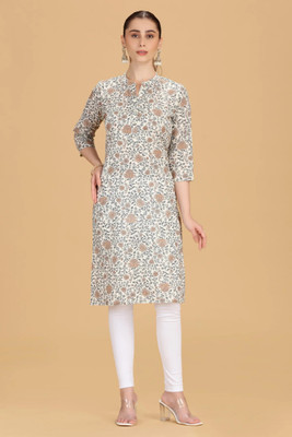 Cotton Culture Women Printed Straight Kurta(White)