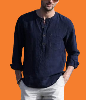 ZAKOD Men Solid Straight Kurta(Dark Blue)