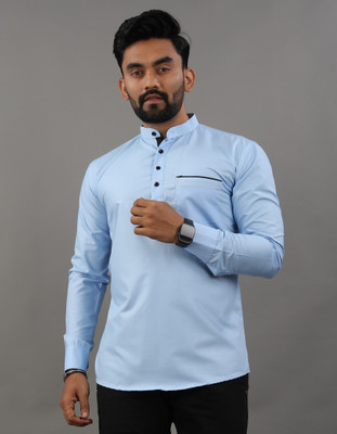 SOPANI Men Solid Straight Kurta(Light Blue)