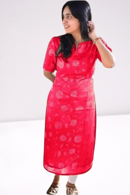 DHAAGA Women Checkered A-line Kurta(Red)