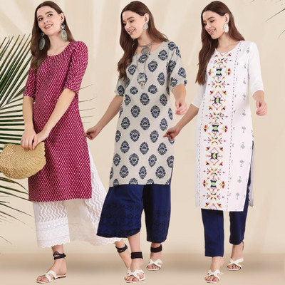 EthnicBasket Women Printed A-line Kurta(Multicolor)