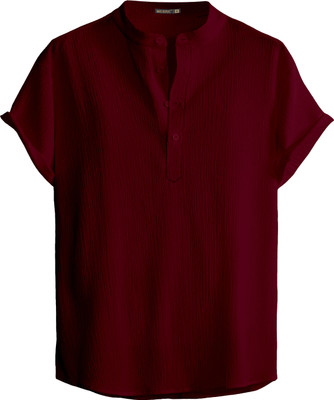 Webric Men Self Design Straight Kurta(Maroon)
