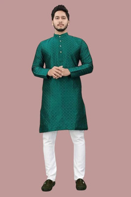 Vmdesigns Men Printed Straight Kurta(Green)