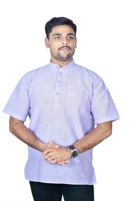 Divine creation Men Self Design Straight Kurta(Purple)