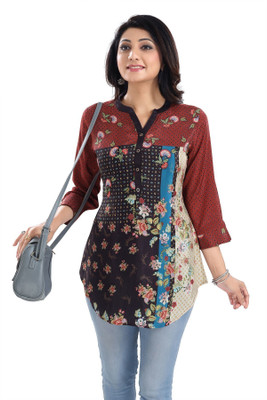 Anmi Printed Women Straight Kurta(Brown)