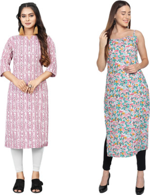 HouseOfCommon Women Printed Straight Kurta(Multicolor)