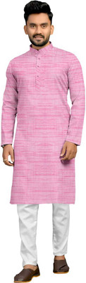 Abdullah Faishon Men Solid A-line Kurta(Pink)