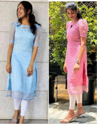 VHCK ENTERPRISE Women Embroidered A-line Kurta(Multicolor)