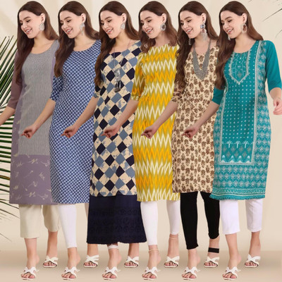 1 Stop Fashion Women Printed Straight Kurta(Multicolor)