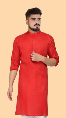 VINAARI Men Solid A-line Kurta(Red)