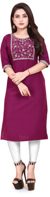 HARISH TEXTILE Women Embroidered A-line Kurta(Purple)