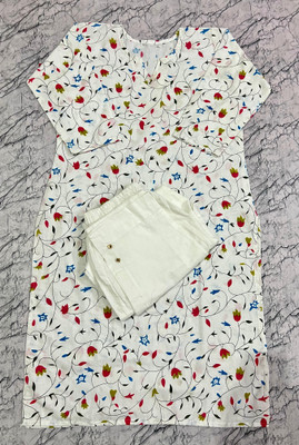 INAYASTYLES Women Printed Straight Kurta(White)