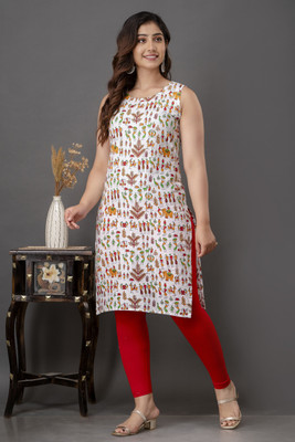 Surhi Women Printed Straight Kurta(Red)