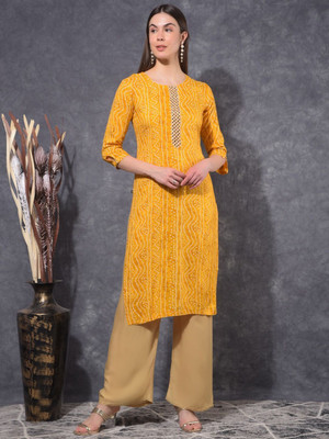 Mamoose Women Self Design Ethnic Dress Kurta(Yellow)