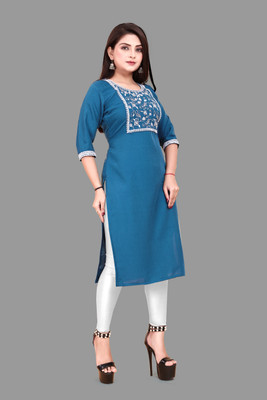 Jayshree Fab Women Embroidered A-line Kurta(Blue)