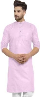 GUYS HUB Men Solid Straight Kurta(Pink)