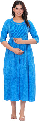 TRENDYG Women Striped, Bandhani Anarkali Kurta(Blue)
