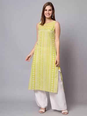Alluring Women Printed A-line Kurta(Green)