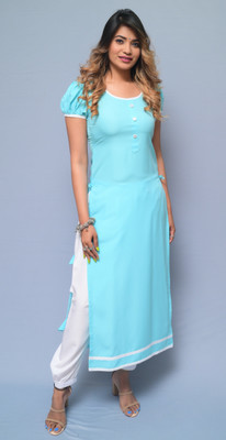 diyaz Women Solid Straight Kurta(Light Blue)