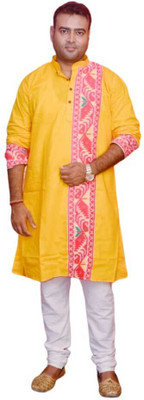 Tuh Men Printed A-line Kurta(Yellow)