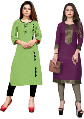 Maaa Meladi CreationS Women Printed Straight Kurta(Multicolor)