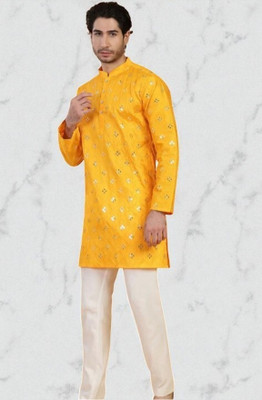 Bisswas Men Embellished Straight Kurta(Black)