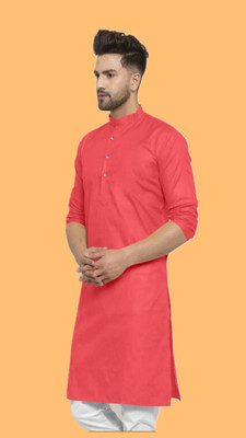 VINAARI Men Solid A-line Kurta(Red)
