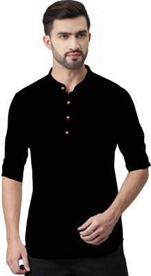 TrendiVastra Men Solid A-line Kurta(Black)