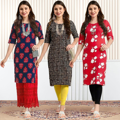 1 Stop Fashion Women Printed A-line Kurta(Multicolor)