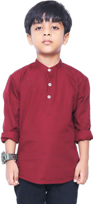 MADE IN THE SHADE Boys Printed Straight Kurta(Maroon)