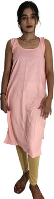 MOONDEO Women Solid A-line Kurta(Pink)