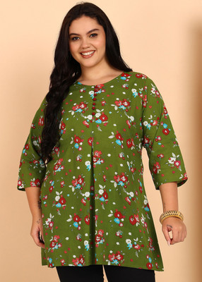 Yash Gallery Women Floral Print Straight Kurta(Green)