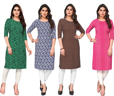 Az incide Women Printed Straight Kurta(Multicolor)