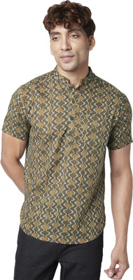 Indus Route by Pantaloons Men Printed Straight Kurta(Green)