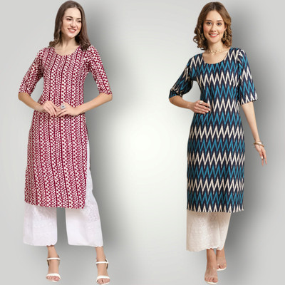 HouseOfCommon Women Printed Straight Kurta(Multicolor)