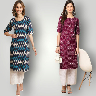 HouseOfCommon Women Printed Straight Kurta(Multicolor)
