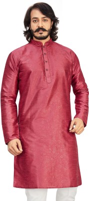 Kunj Creation Men Printed Straight Kurta(Maroon)