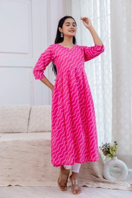 GULABI NAGRI Women Printed A-line Kurta(Pink)