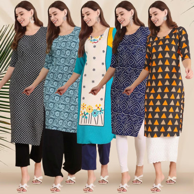 1 Stop Fashion Women Printed Straight Kurta(Multicolor)
