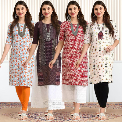 1 Stop Fashion Women Printed A-line Kurta(Multicolor)