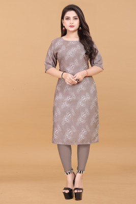 JAYA DESIGNER Women Printed A-line Kurta(Grey)