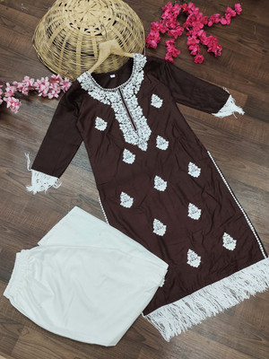 Talavadi Women Printed Flared Kurta(Black)